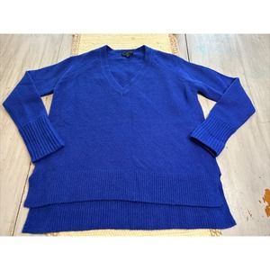 J Crew Cobalt Blue Merino Wool Alpaca Sweater Womens Sz XS V Neck Hi Low